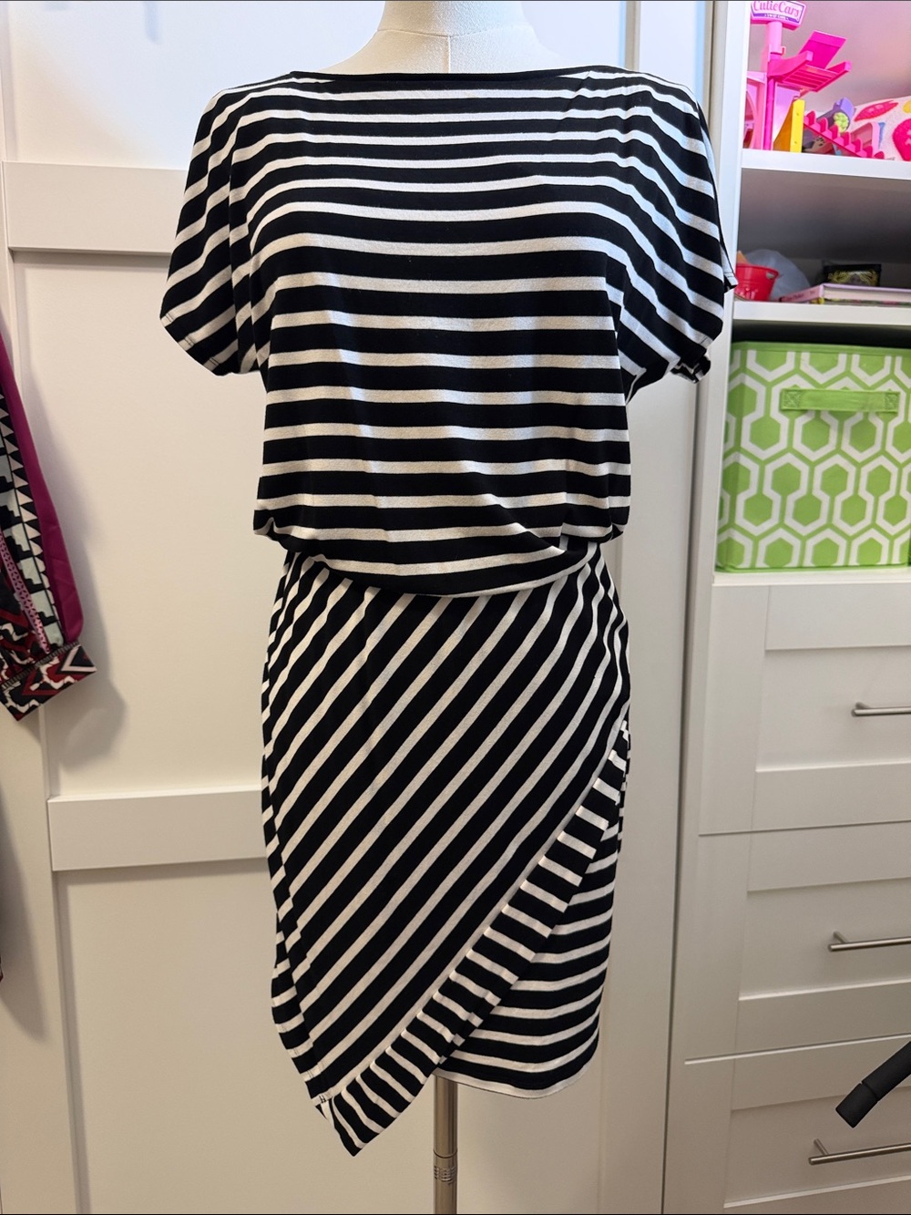 Black & White Striped Casual Women’s Dress